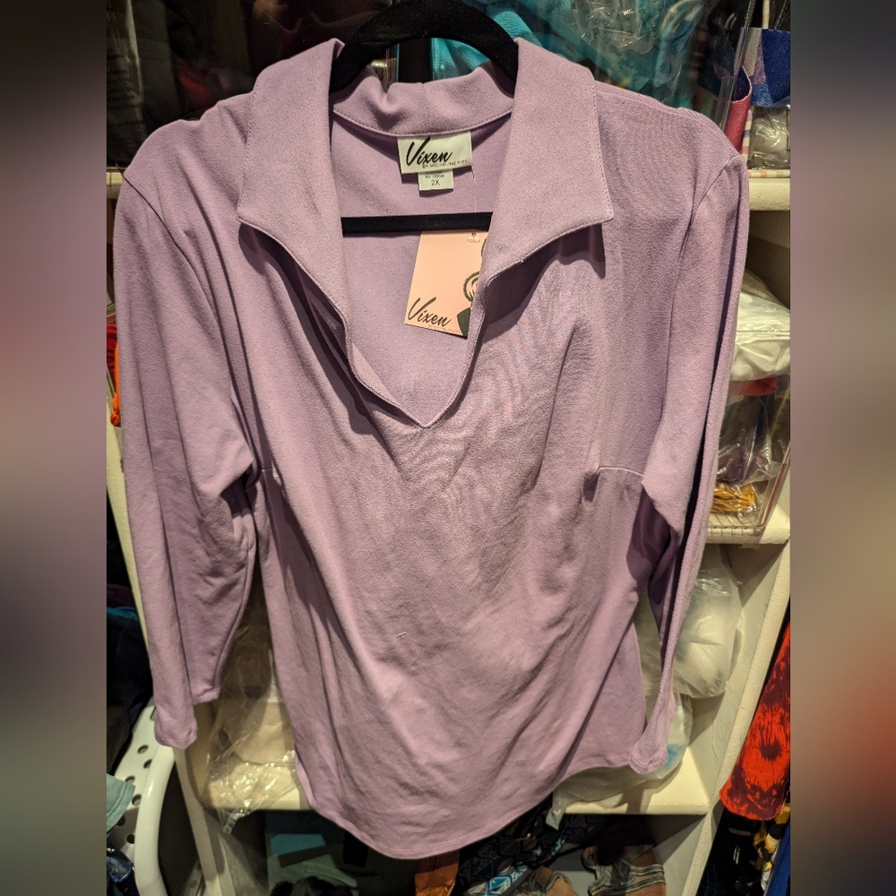 NWT Purple / Lavender collar stretchy top from Vixen